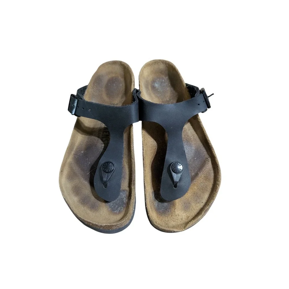 Birkenstock Gizeh Regular Fit Birko Flor Thong Flip Flop Black Size 36/ 6US